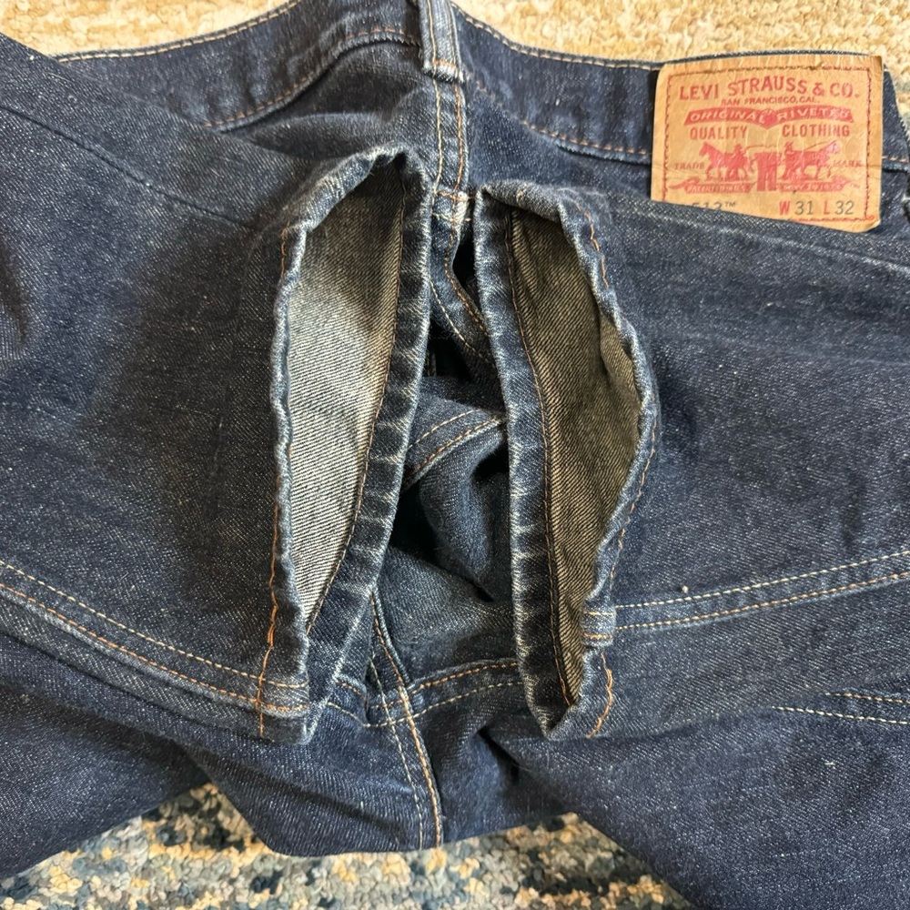 Levis 513 Slim Straight Dark Wash American Stretch Denim Jeans Size 31x32 - Picture 9 of 11